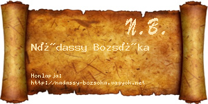 Nádassy Bozsóka névjegykártya